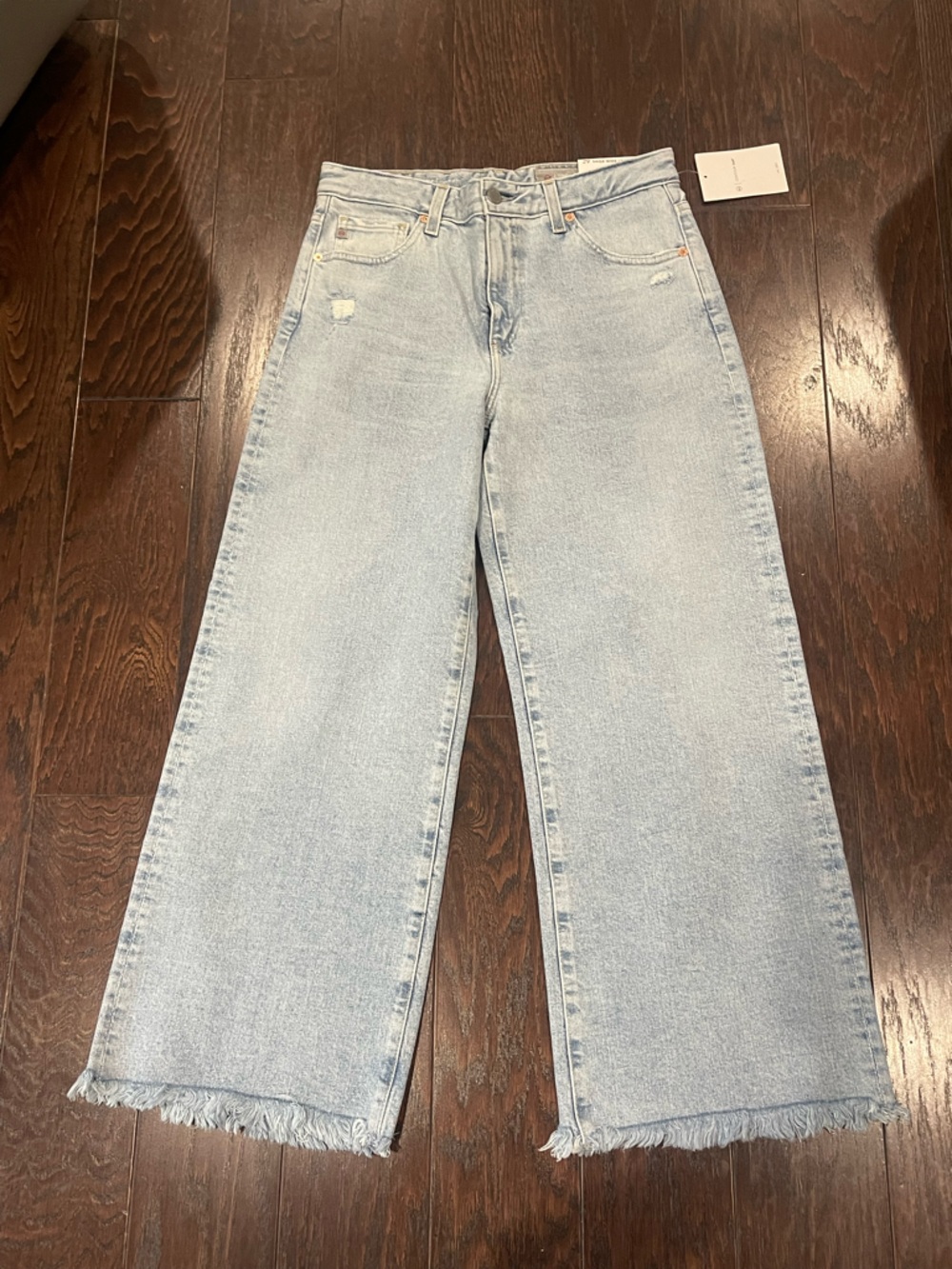 AG JEANS SAIGE HIGH RISE WIDE LEG CROP JEAN  Raw Hem Women Size 29 NEW